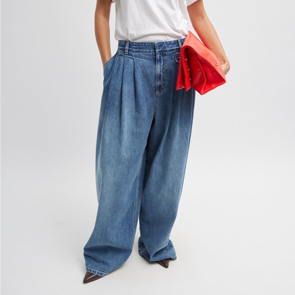 NWOT Tibi Triple Pleat Denim